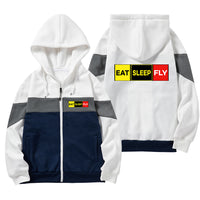Thumbnail for Eat Sleep Fly (Colourful) Designed Colourful Zipped Hoodies