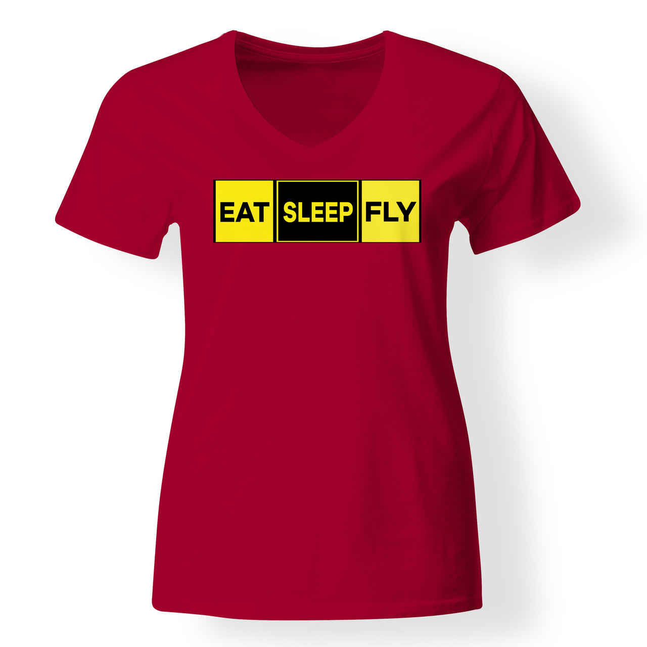 Eat Sleep Fly (Colourful) Designed V-Neck T-Shirts