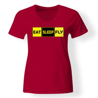 Thumbnail for Eat Sleep Fly (Colourful) Designed V-Neck T-Shirts