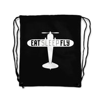 Thumbnail for Eat Sleep Fly & Propeller Designed Drawstring Bags