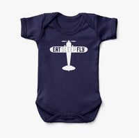 Thumbnail for Eat Sleep Fly & Propeller Designed Baby Bodysuits