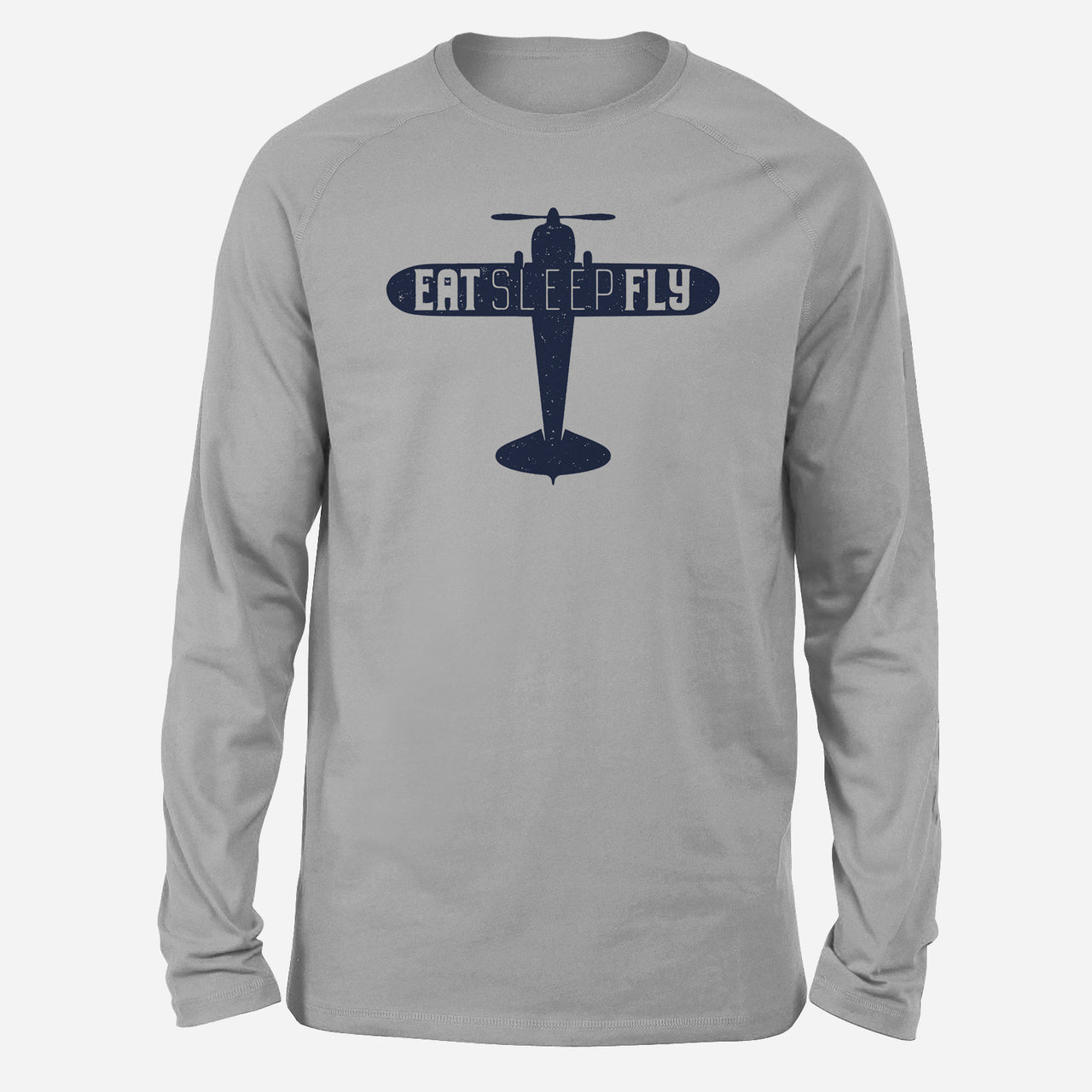 Eat Sleep Fly & Propeller Designed Long-Sleeve T-Shirts