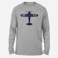 Thumbnail for Eat Sleep Fly & Propeller Designed Long-Sleeve T-Shirts