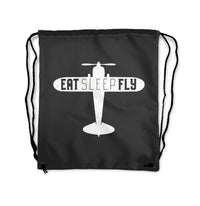 Thumbnail for Eat Sleep Fly & Propeller Designed Drawstring Bags