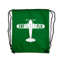 Thumbnail for Eat Sleep Fly & Propeller Designed Drawstring Bags