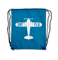 Thumbnail for Eat Sleep Fly & Propeller Designed Drawstring Bags