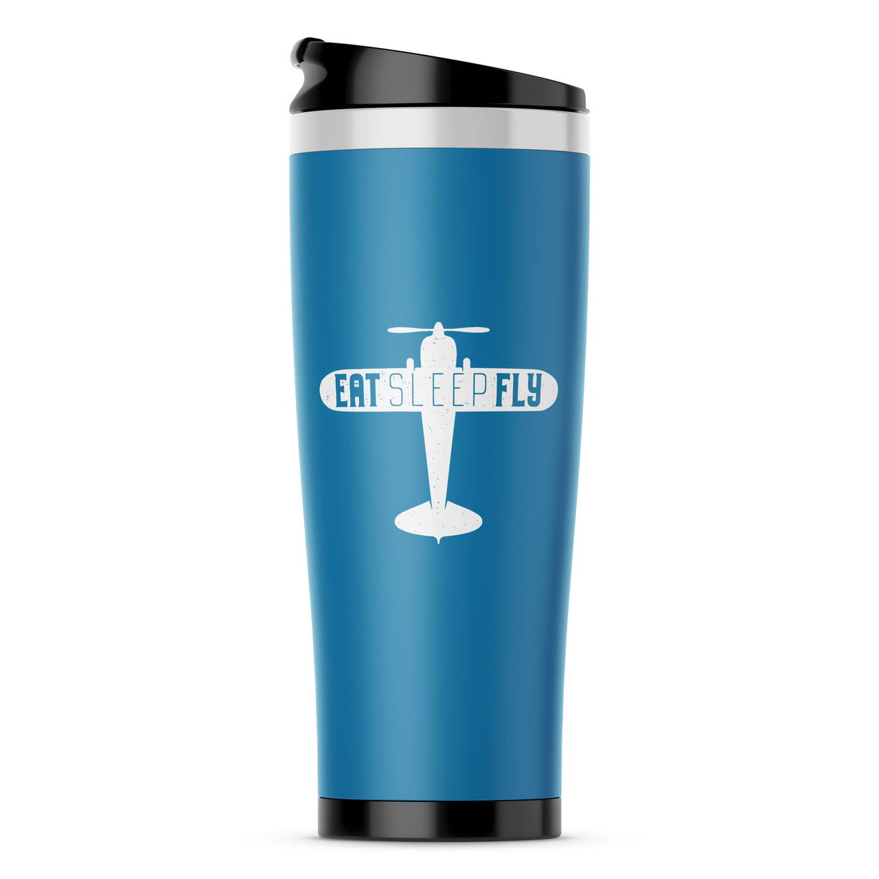 Eat Sleep Fly & Propeller Designed Travel Mugs