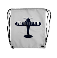 Thumbnail for Eat Sleep Fly & Propeller Designed Drawstring Bags