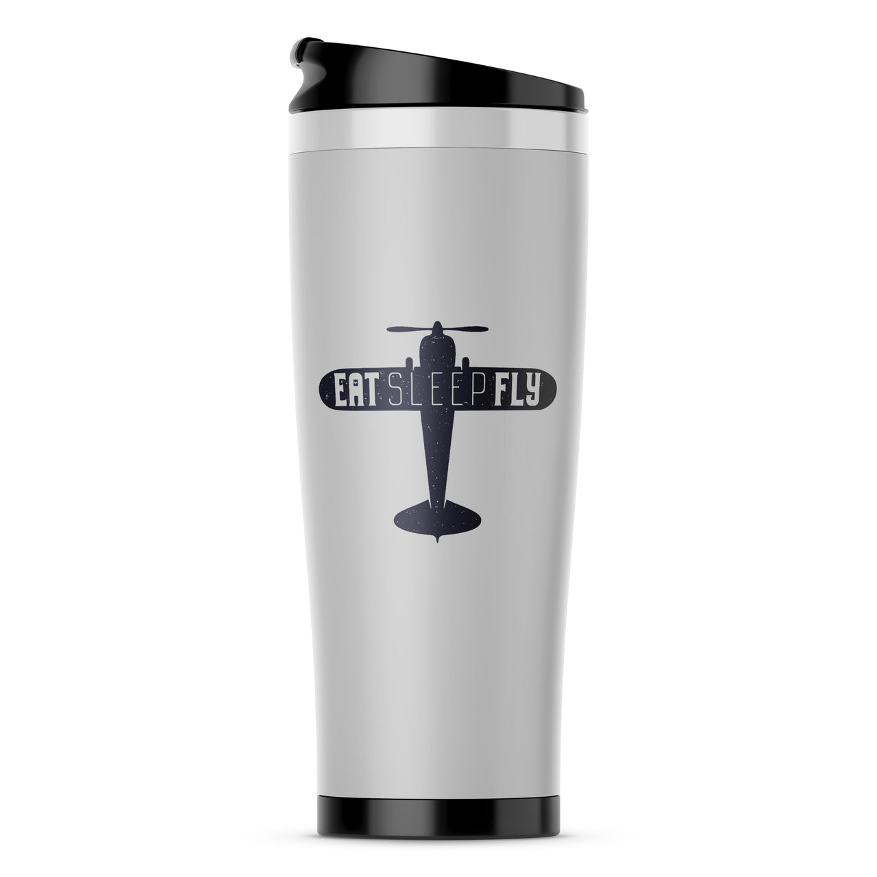 Eat Sleep Fly & Propeller Designed Travel Mugs