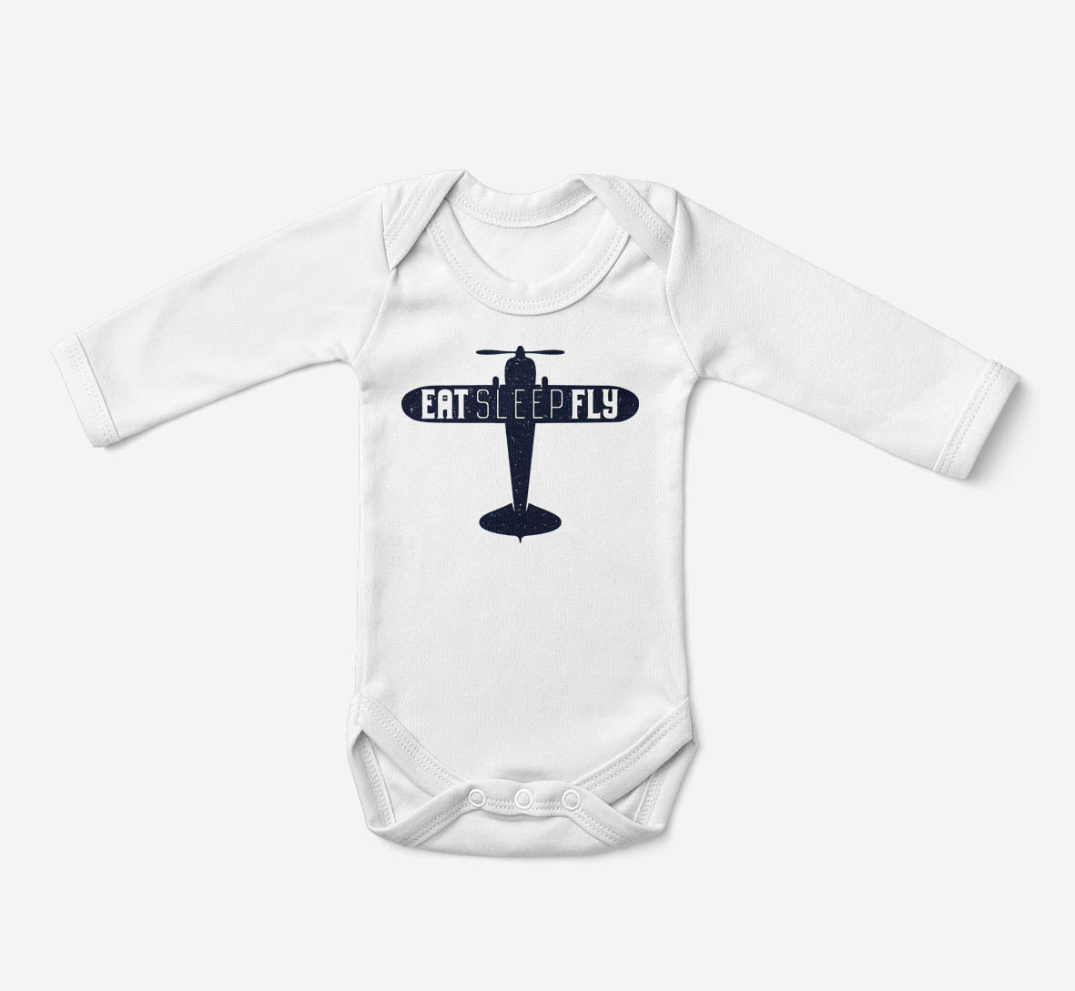 Eat Sleep Fly & Propeller Designed Baby Bodysuits