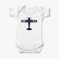 Thumbnail for Eat Sleep Fly & Propeller Designed Baby Bodysuits