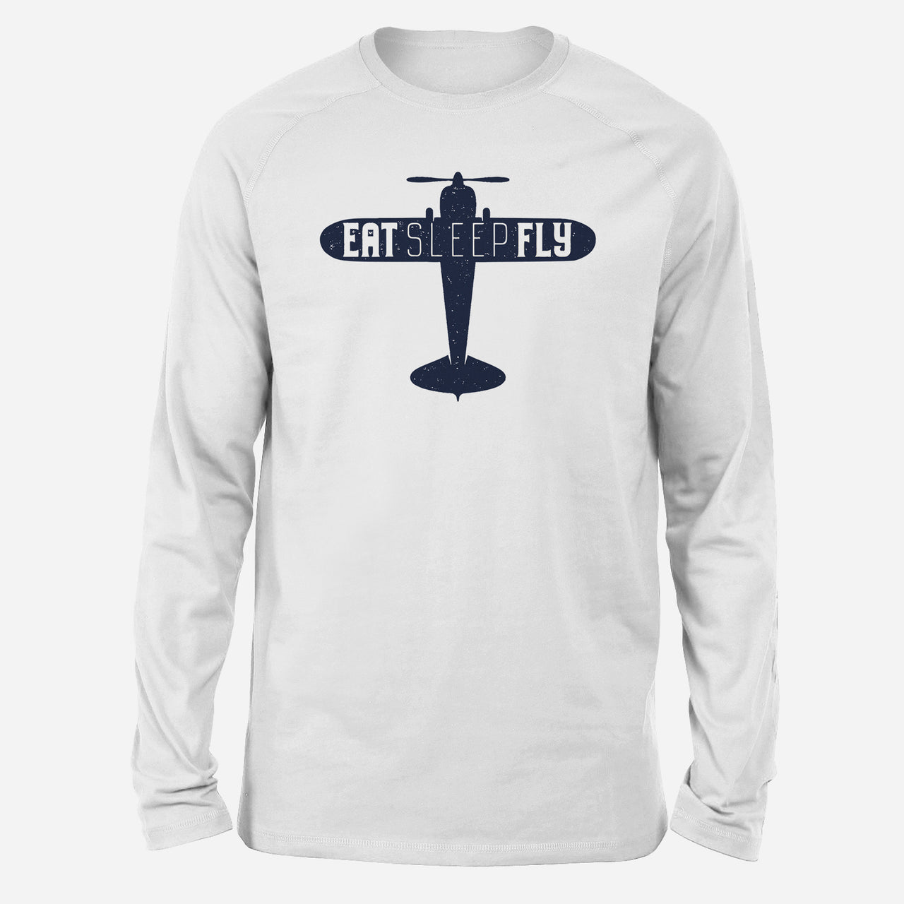Eat Sleep Fly & Propeller Designed Long-Sleeve T-Shirts