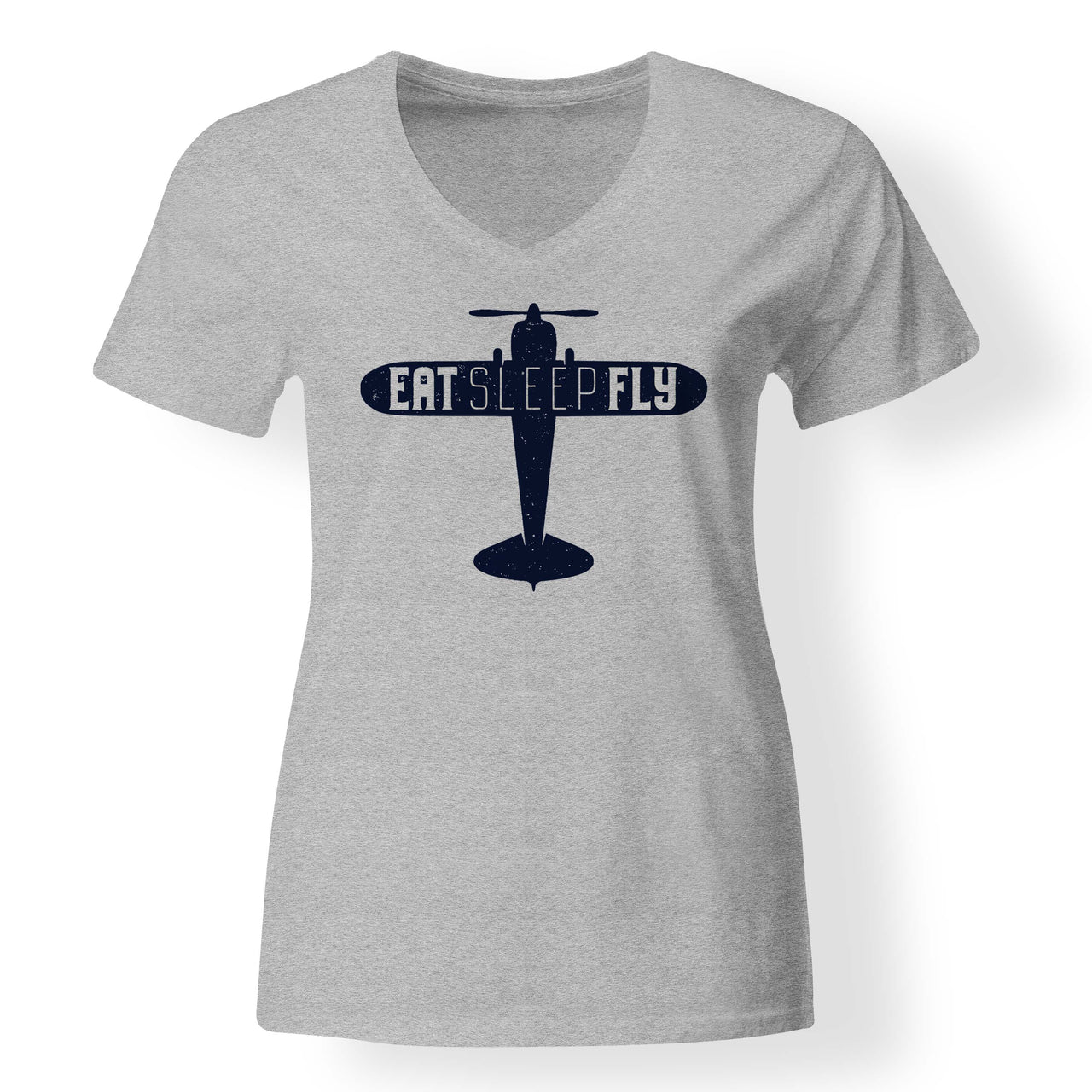 Eat Sleep Fly & Propeller Designed V-Neck T-Shirts