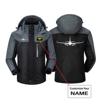 Thumbnail for Embraer E-190 Silhouette Plane Designed Thick Winter Jackets