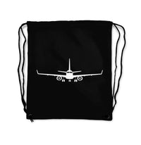 Thumbnail for Embraer E-190 Silhouette Plane Designed Drawstring Bags