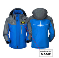 Thumbnail for Embraer E-190 Silhouette Plane Designed Thick Winter Jackets