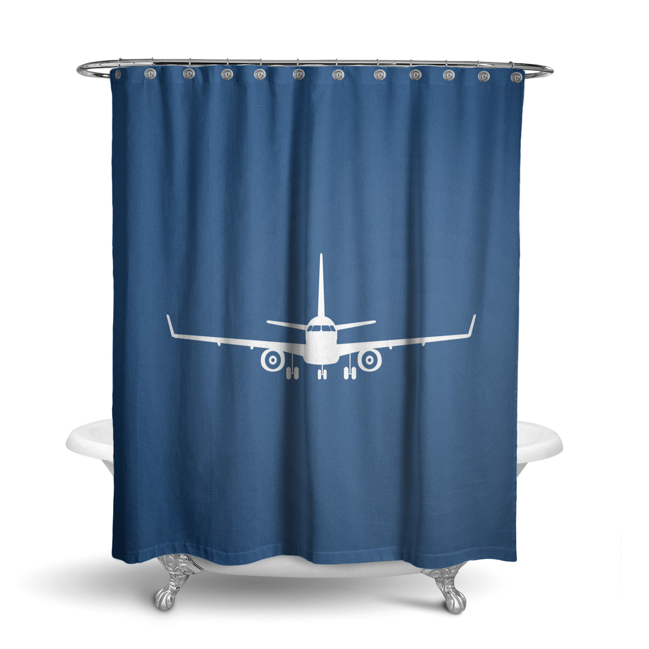 Embraer E-190 Silhouette Plane Designed Shower Curtains