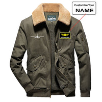 Thumbnail for Embraer E-190 Silhouette Plane Designed Thick Bomber Jackets