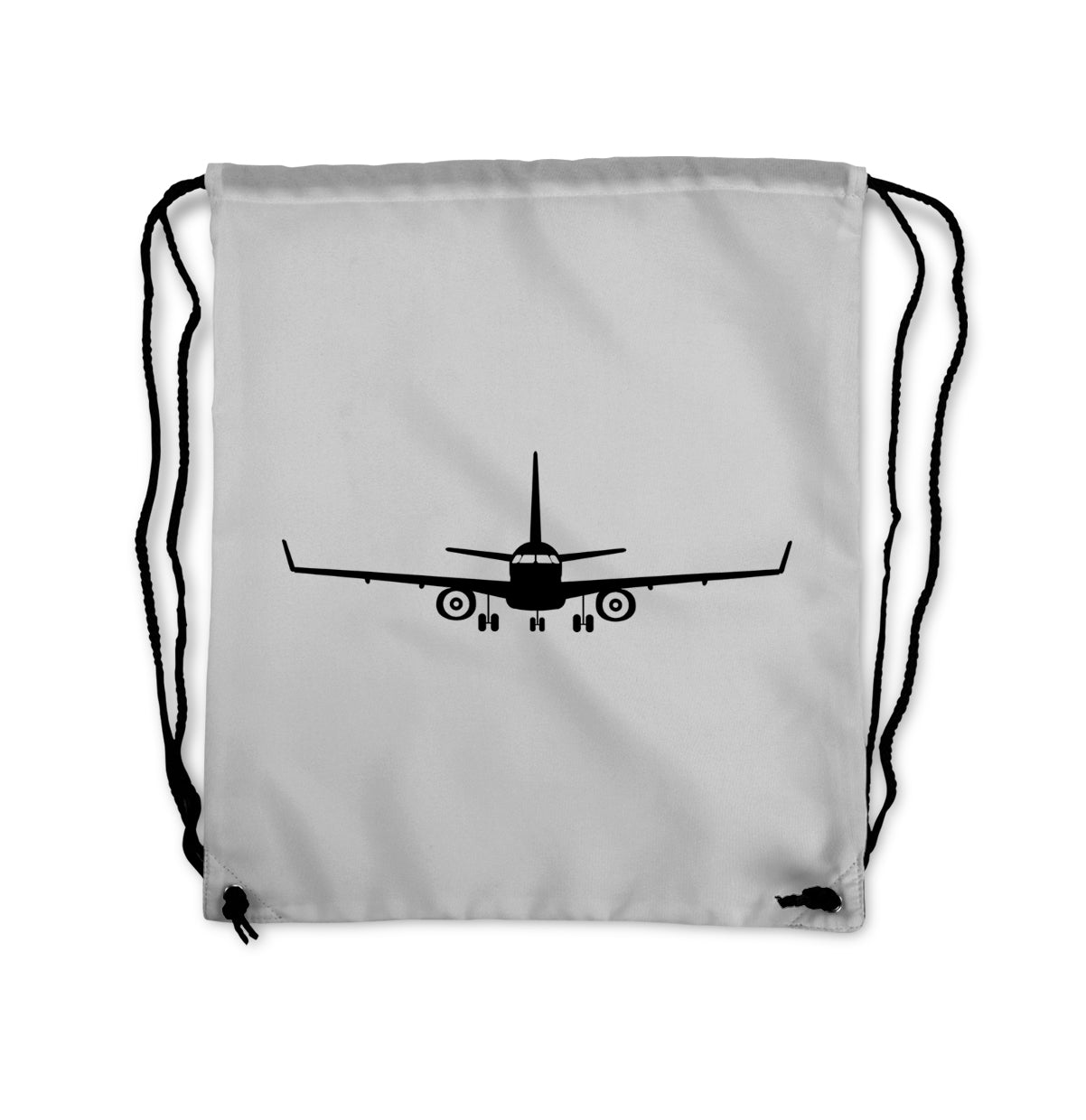 Embraer E-190 Silhouette Plane Designed Drawstring Bags