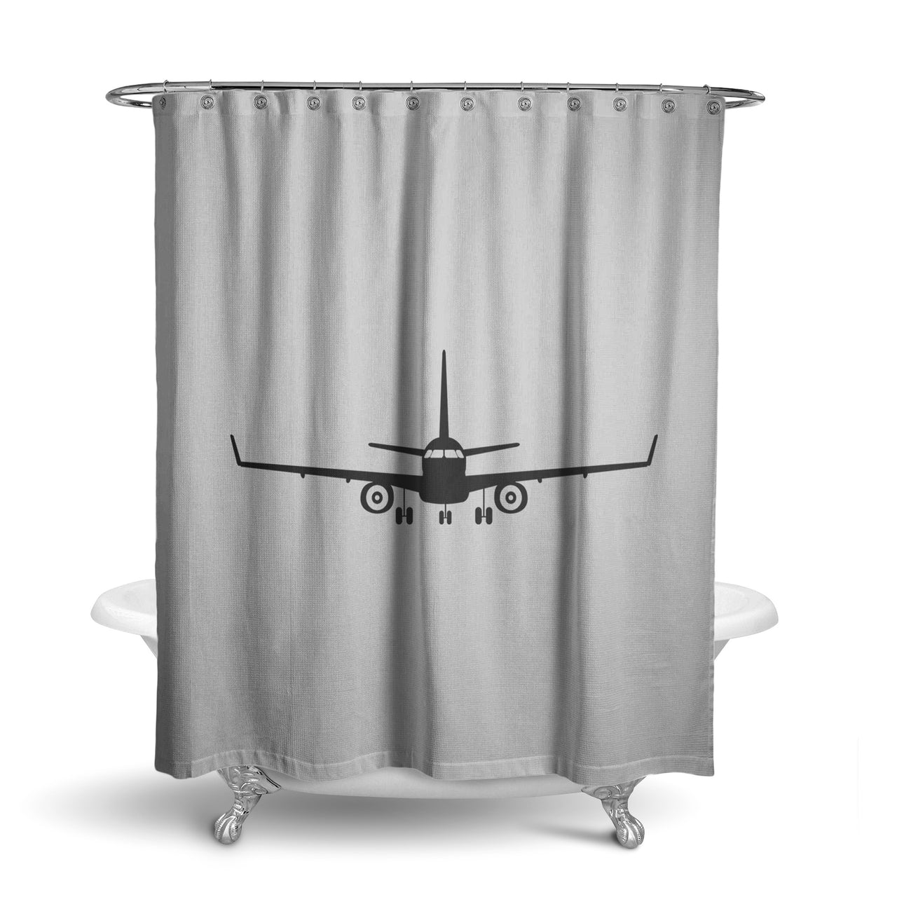 Embraer E-190 Silhouette Plane Designed Shower Curtains