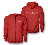 Thumbnail for Embraer E-190 Silhouette Designed Zipped Hoodies