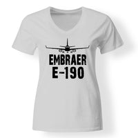 Thumbnail for Embraer E-190 & Plane Designed V-Neck T-Shirts