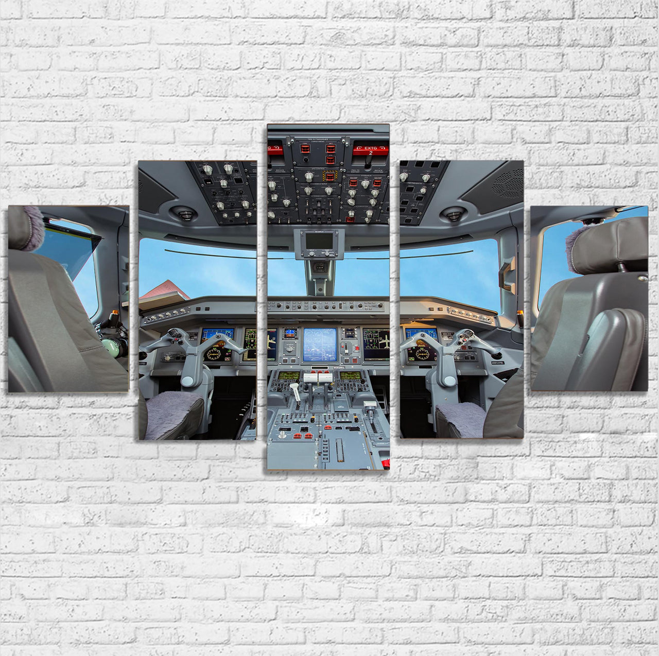 Embraer E190 Cockpit Printed Multiple Canvas Poster