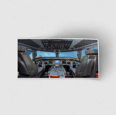 Embraer E190 Cockpit aviation themed sticker, weather-resistant vinyl.