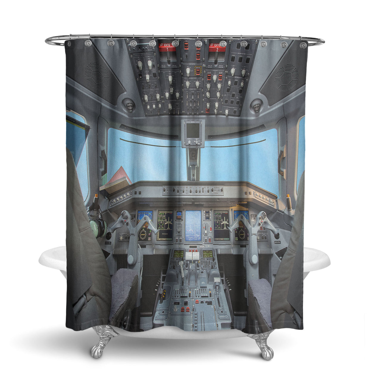 Embraer E190 Cockpit Designed Shower Curtains