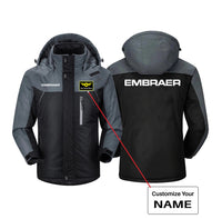 Thumbnail for Embraer & Text Designed Thick Winter Jackets