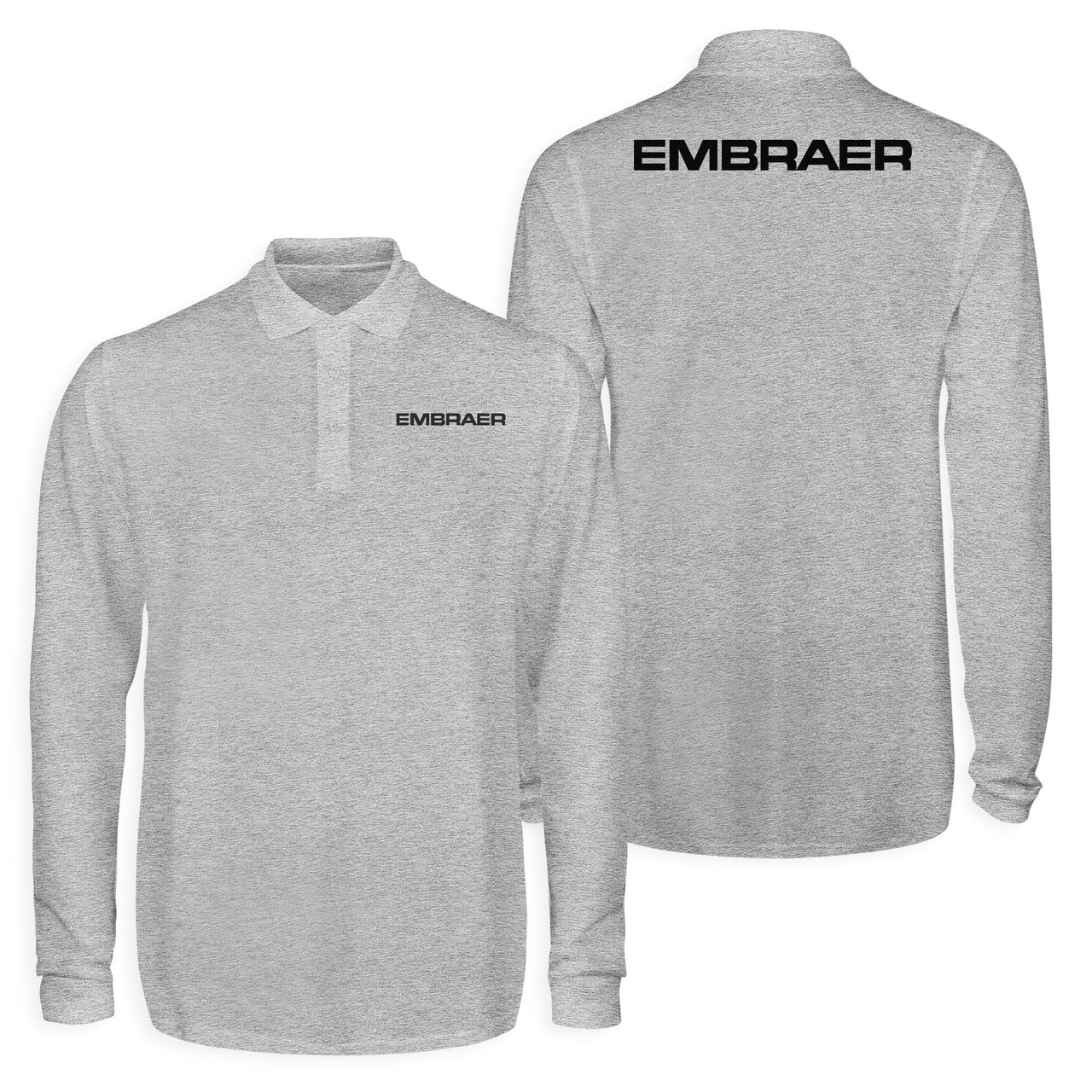 Embraer & Text Designed Long Sleeve Polo T-Shirts (Double-Side)