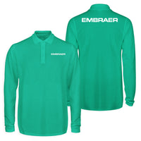Thumbnail for Embraer & Text Designed Long Sleeve Polo T-Shirts (Double-Side)