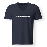 Thumbnail for Embraer & Text Designed V-Neck T-Shirts