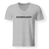 Thumbnail for Embraer & Text Designed V-Neck T-Shirts