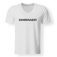Thumbnail for Embraer & Text Designed V-Neck T-Shirts