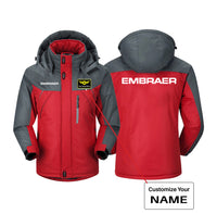 Thumbnail for Embraer & Text Designed Thick Winter Jackets