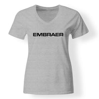 Thumbnail for Embraer & Text Designed V-Neck T-Shirts
