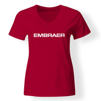 Thumbnail for Embraer & Text Designed V-Neck T-Shirts