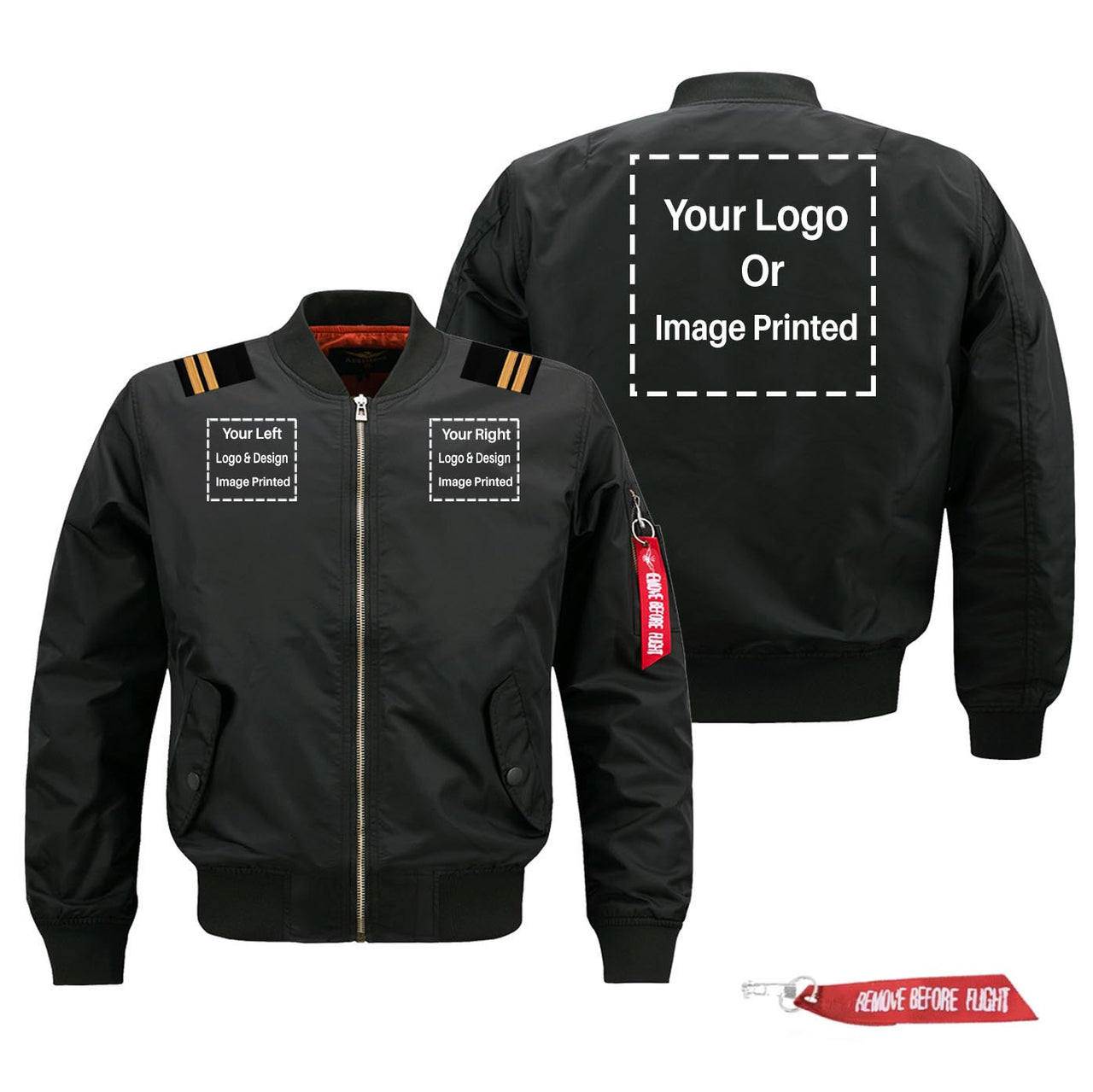 CUSTOM "THREE" Logos + Epaulettes Designed Pilot Jackets
