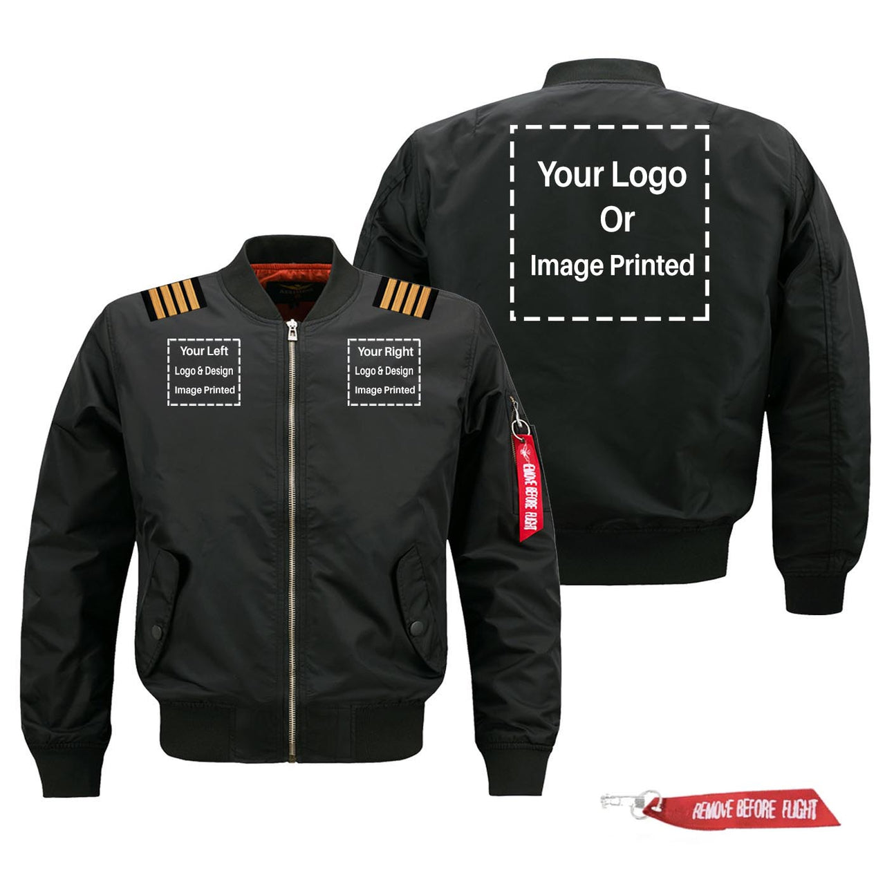 CUSTOM "THREE" Logos + Epaulettes Designed Pilot Jackets