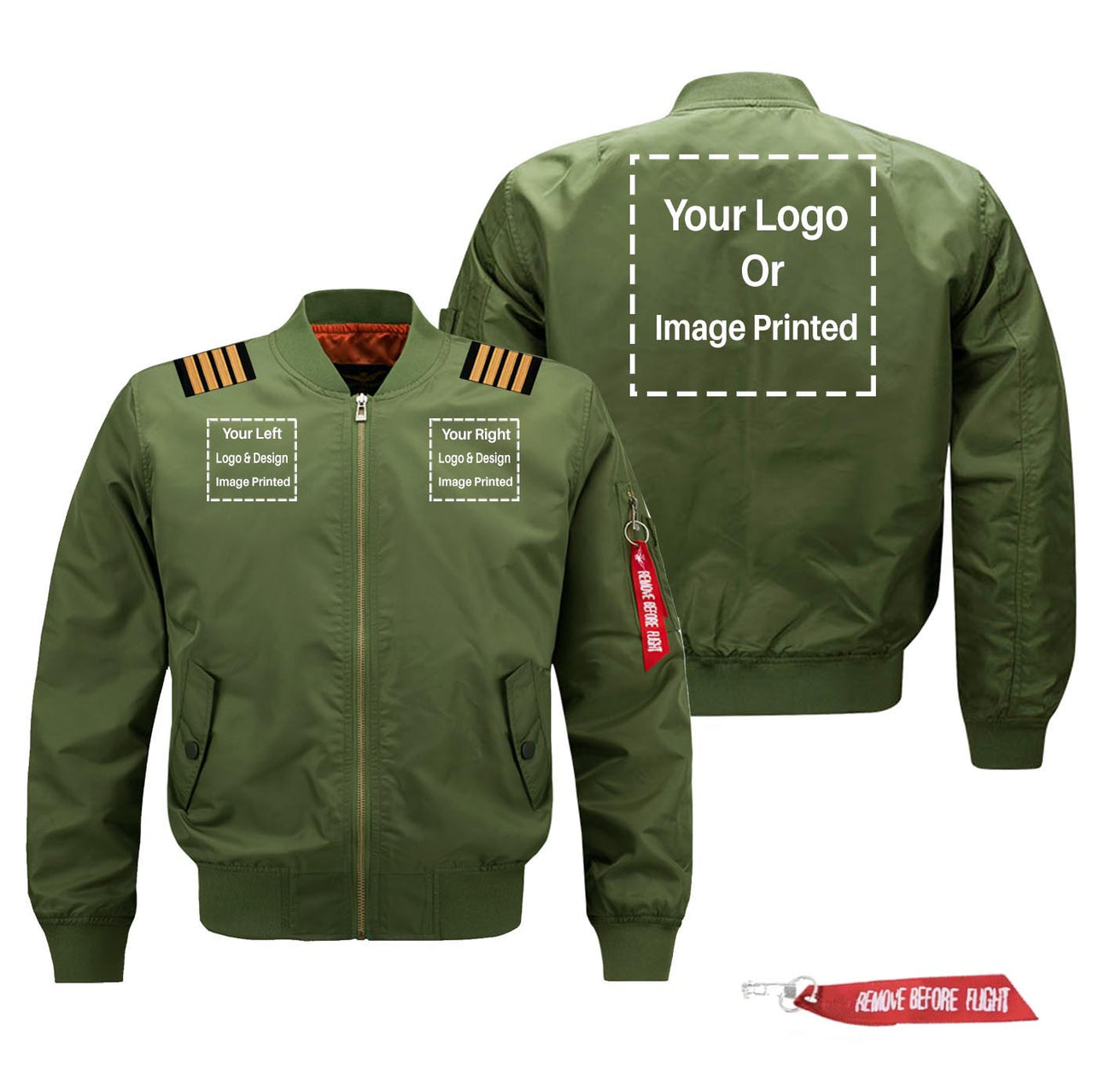 CUSTOM "THREE" Logos + Epaulettes Designed Pilot Jackets