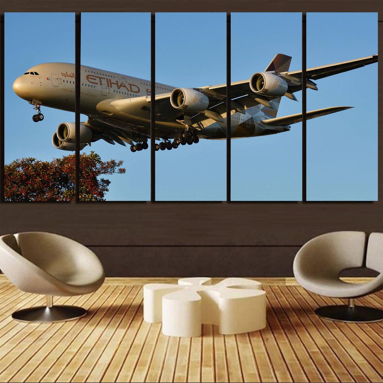 Etihad Airways A380 Printed Canvas Prints (5 Pieces) Aviation Shop 