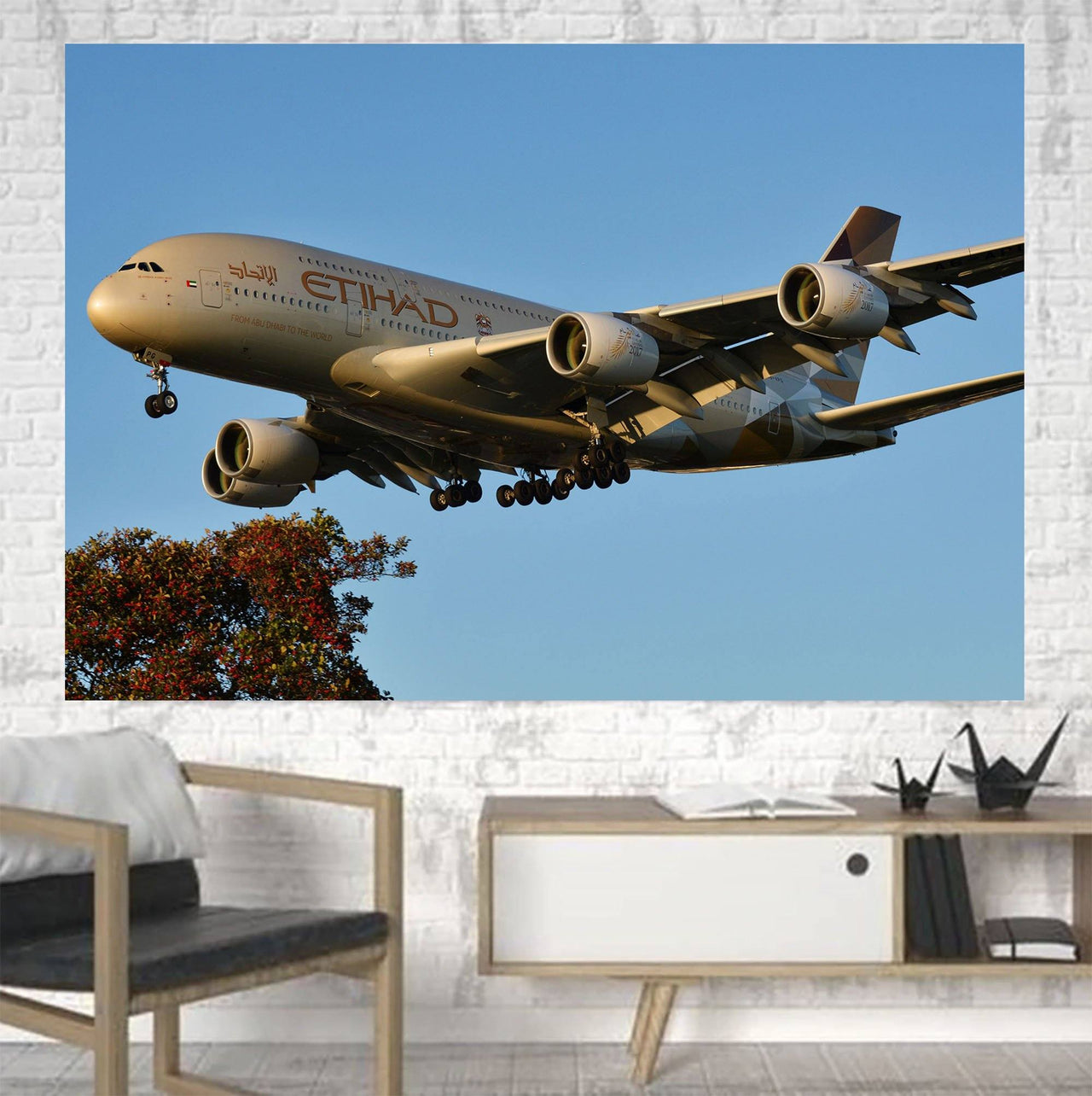 Etihad Airways A380 Printed Canvas Posters (1 Piece) Aviation Shop 