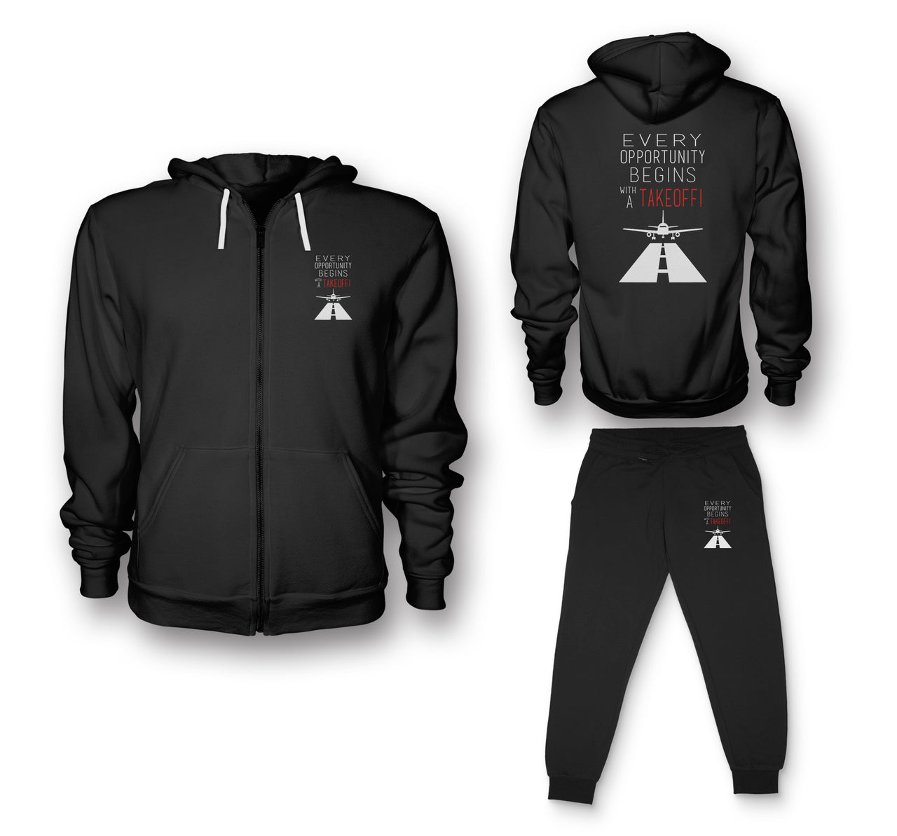 Every Opportunity Designed Zipped Hoodies & Sweatpants Set