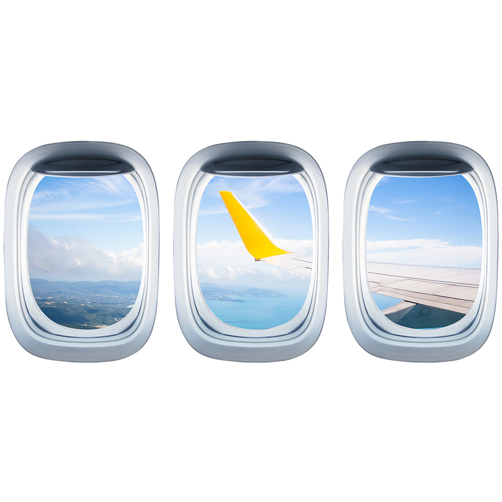 Airplane Window & Outstanding View Through Airplane Wing Printed Wall Window Stickers