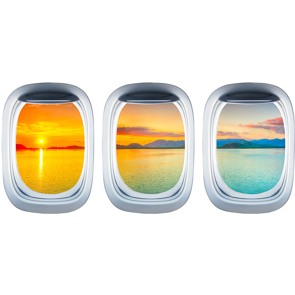 Airplane Window & Lake View Printed Wall Window Stickers
