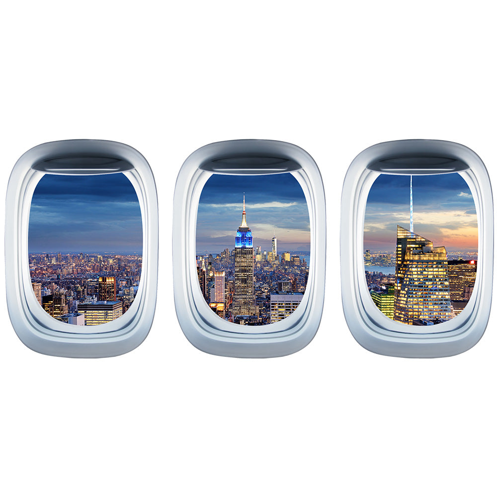 Airplane Window &  Empire State Building From Rooftop View Printed Wall Window Stickers