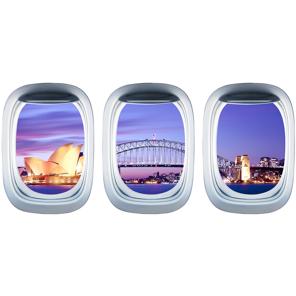 Airplane Window & ydney Opera House View Printed Wall Window Stickers