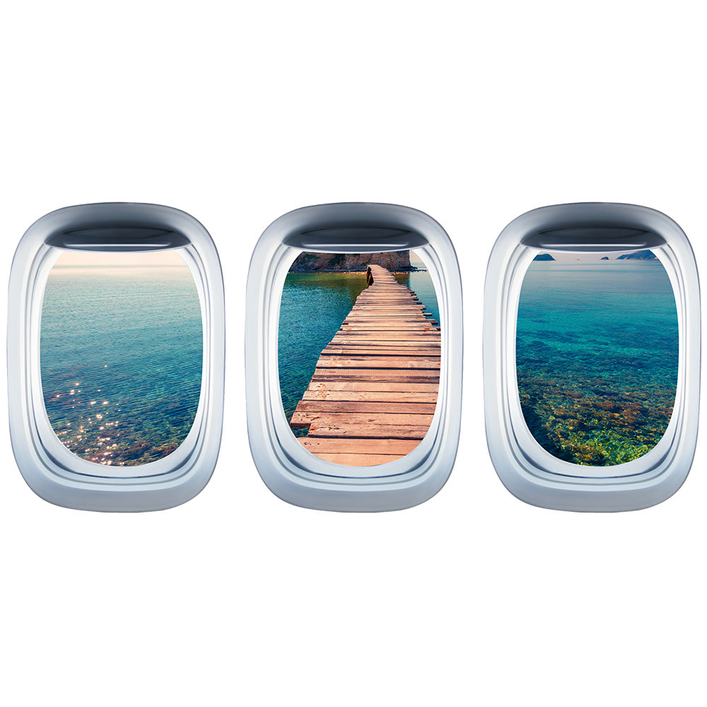 Airplane Window & Wooden Bridge View Printed Wall Window Stickers