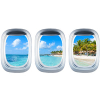 Thumbnail for Airplane Window & Akumal Beach View Printed Wall Window Stickers
